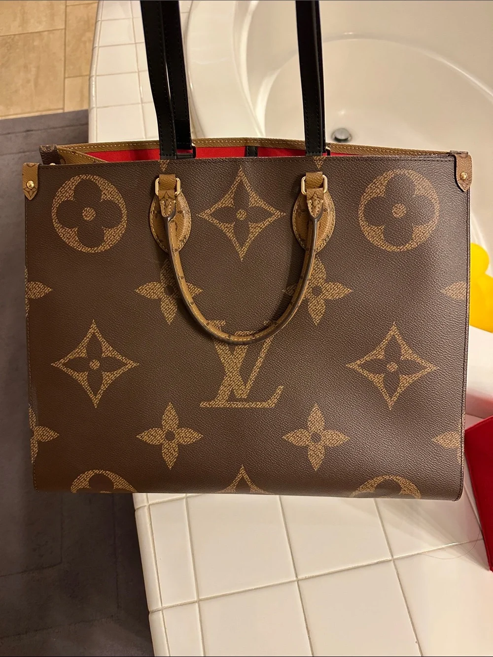 Louis Vuitton Brown Monogram Canvas Tote Bag used once Like New